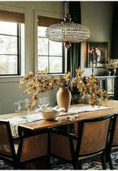 Ornate Gold Metal Crystal Orb Pendant Light Fixture