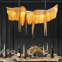 Gold Aluminum Chain Tassel Pendant Light Modern Dining Room Chandelier