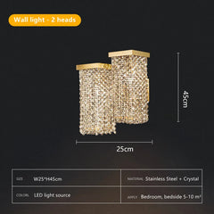 Gold Frame Crystal Waterfall Pendant Light with Cascading Strands
