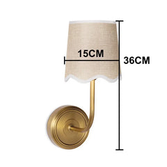 Wall lamp with dimensions indicated on a white background