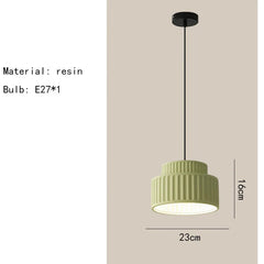 Tiered Fluted Ceramic Drum Pendant Light with Warm Inner Glow