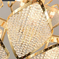 Gold Crystal Diamond Tiered Chandelier Pendant Light Modern Design