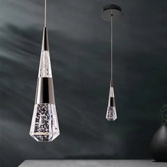 Gold Crystal Teardrop Pendant Light Fixture, Dimmable Remote Control