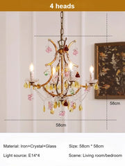 Gold Crystal Floral Chandelier Hanging Pendant Light