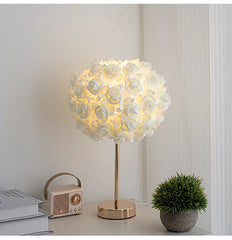 Gold Metal Rose Bud Table Lamp with Frosted Flowers