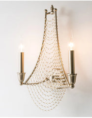 Gold Metal Crystal Cascade Wall Sconce with Candle Lights