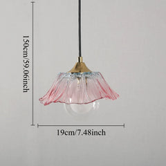 Glass Flower Pendant Light with Metal Accents Fixture