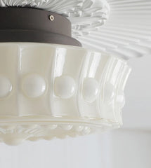 White Frosted Glass Drum Semi-Flush Ceiling Light