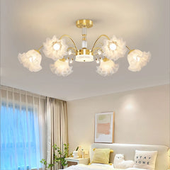 Gold Floral Semi-Flush Ceiling Light Chandelier Fixture