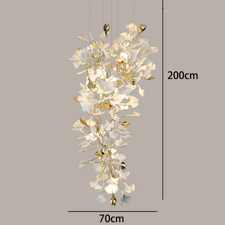 Chandelier with measurements on a gray background