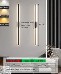 Modern Black Linear LED Wall Sconce with Up/Downlight, Aluminum