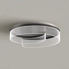 Swirling Ribbed Ring Semi-Flush Mount Ceiling Light with Frosted Shade