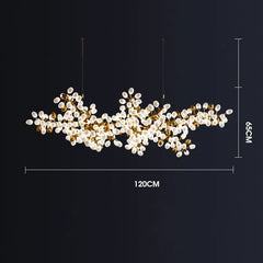 Gold Floral Cluster Pendant Light with Opal Glass Shades