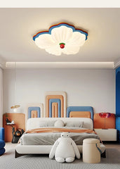 White Petal Flower Flush Mount Light with Multicolor Accents