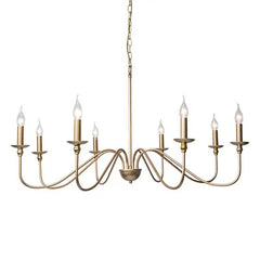Gold Candelabra Style Metal Chandelier with Sweeping Arms