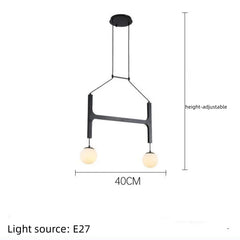 Modern Multi-Arm Wood and Glass Chandelier