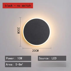 Modern Black Round LED Wall Sconce with Subtle Halo Light Effect