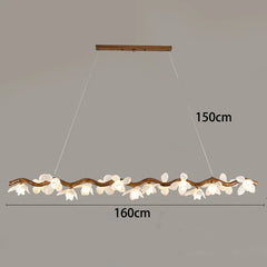 Chandelier with measurements on a gray background