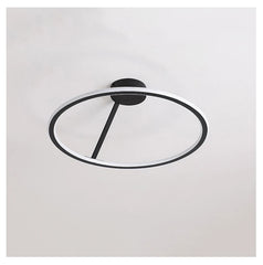Modern ceiling light fixture with black and clear design on a white background