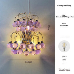 Gold Frame Chandelier with Purple Crystal Orb Accents