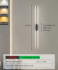 Modern Black Linear LED Wall Sconce with Up/Downlight, Aluminum