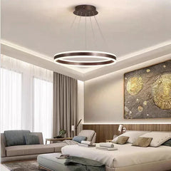 Modern Gold Ring LED Pendant Light with Integrated Illumination