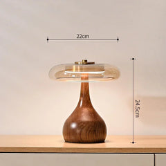 Table lamp with dimensions on a neutral background