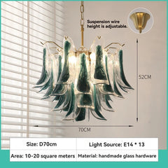 Gold Floral Glass Tiered Chandelier Pendant Light