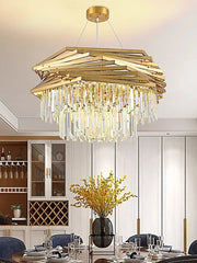 Gold Tiered Crystal Chandelier Hanging Pendant Light