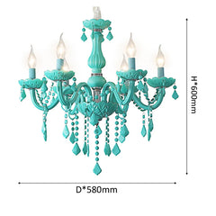 Cyan Crystal Chandelier Tear Drop Accent Hanging Pendant Light