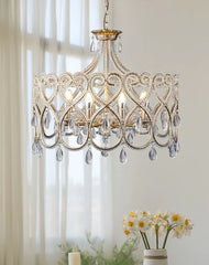 Antique Silver Crystal Chandelier – French Country Semi Flush