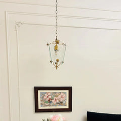 Glass Starburst Pendant Light with Brass Accents