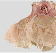 Pink Fabric Rose Flower Dress Pendant Light with Lace Ruffles