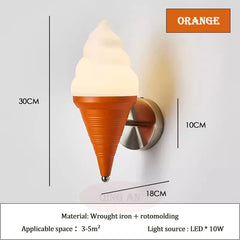 Playful Ice Cream Cone Wall Sconce, Whimsical Kids Room Lighting