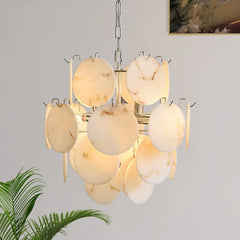 Gold White Marble Disc Chandelier Hanging Pendant Light