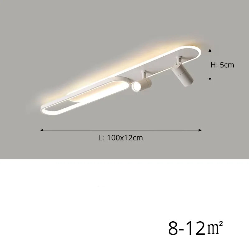 Ceiling light fixture with dimensions and power rating on a gray background