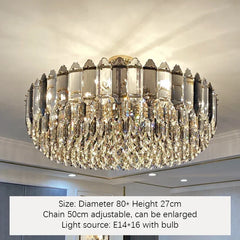 Crystal Waterfall Pendant Lighting Fixture with Gold Faceted Accents