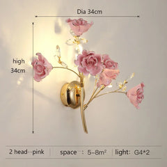 Gold Flower Crystal Wall Sconce Light Multi-Arm