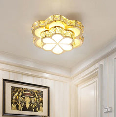Gold Crystal Flower Flush Mount Light