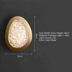 Gold Oval Frame Textured Resin Egg Sconce Wall Light with Warm Glow