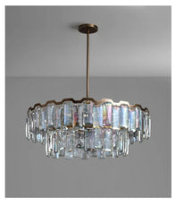 Polished Chrome Faceted Crystal Waterfall Chandelier