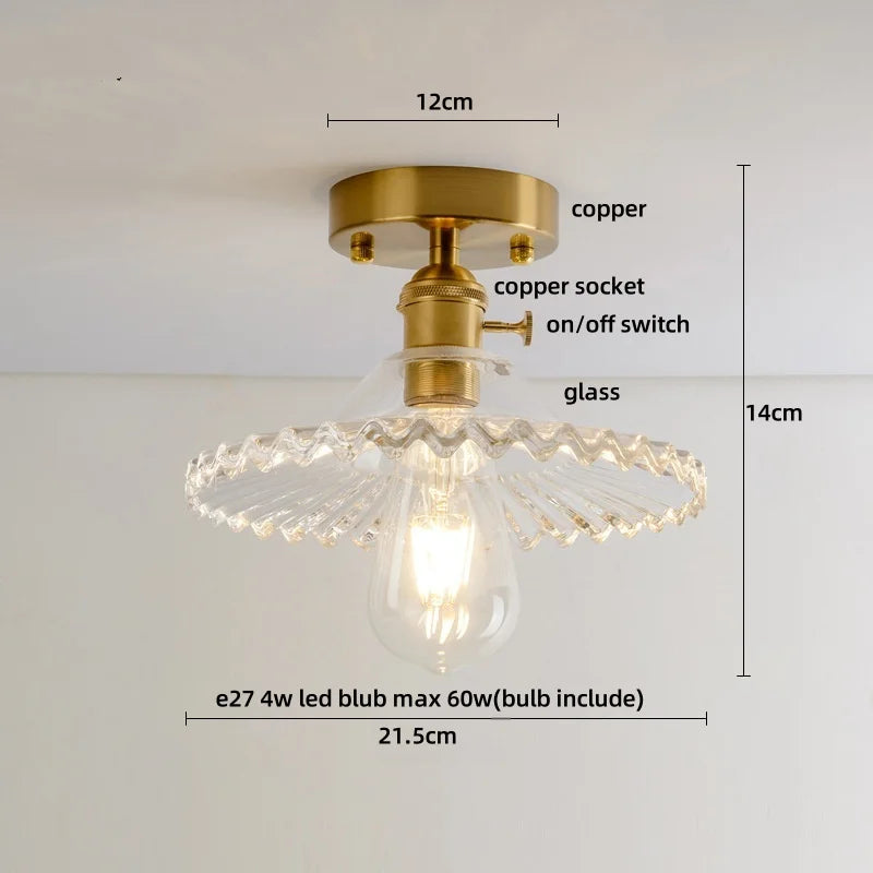 Ceiling light fixture with measurements and component labels
