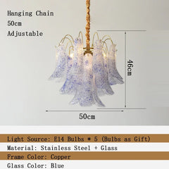 Gold Floral Bell Shaped Glass Chandelier Pendant Light