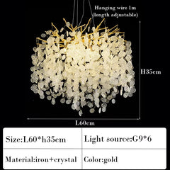 Gold Chandelier with Cascading Textured Glass Disc Accents