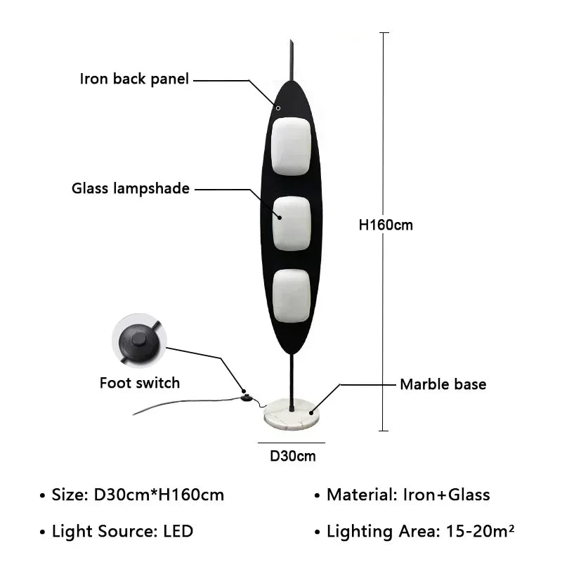 Diagram of a modern pendant light with labeled parts and dimensions.