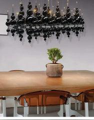 Black Globe Cluster Pendant Light with Polished Metal Frame