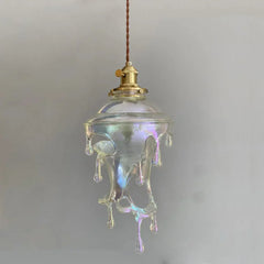 Glass Droplet Pendant Light - Rainbow Swirl - Art Deco Style