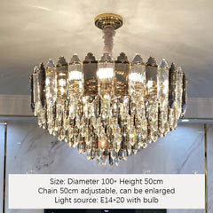 Crystal Waterfall Pendant Lighting Fixture with Gold Faceted Accents