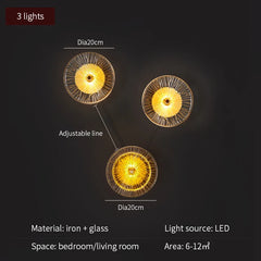 Postmodern Crystal Disc Wall Lamp, Copper Accent Glow