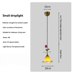Gold Metal Chandelier with Rose Bud Accents and Frosted Glass Shades